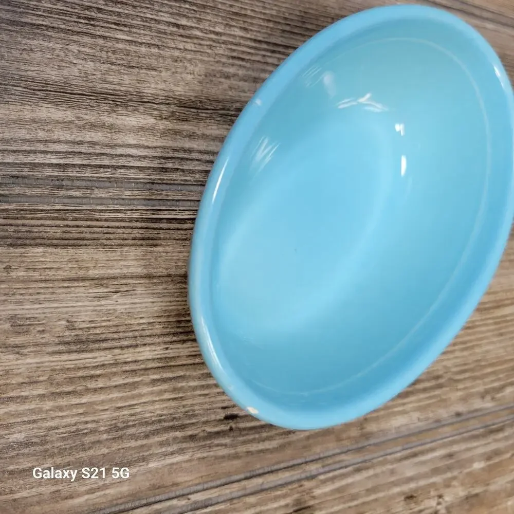 Vintage TST Turquoise Blue Oven Serve Oval Bowl & 2 Handled French Casseroles
